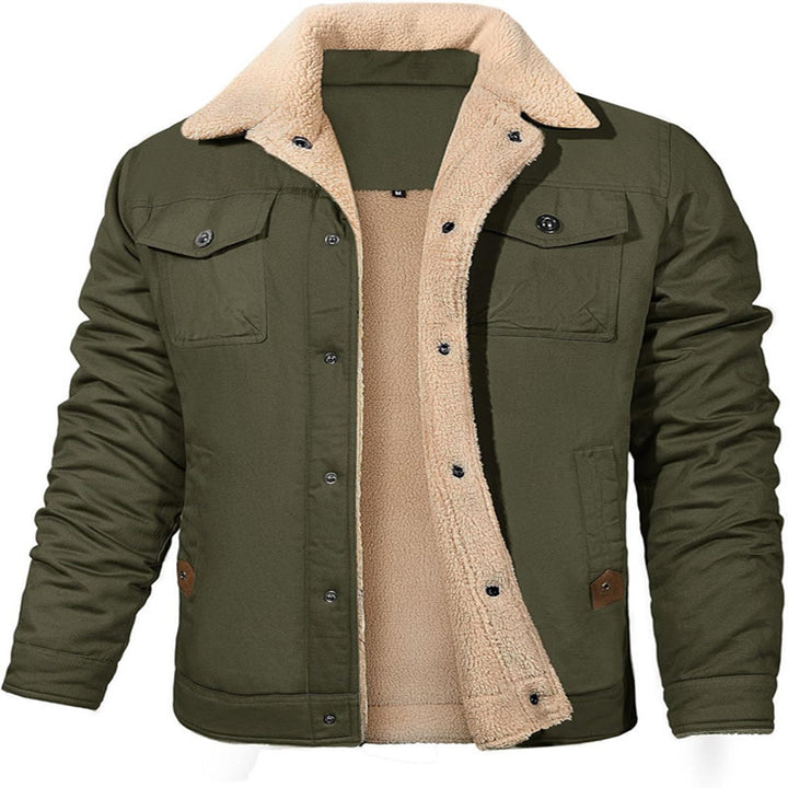 Herren Sherpa-gefütterte Canvas-Truckerjacke mit Thermofutter und Brusttaschen Echoarchiv