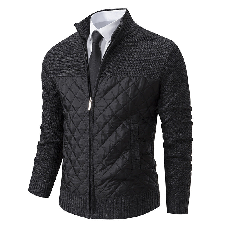 Herren nan gesteppte Hybrid-Strickjacke mit diamantsteppung, Stehkragen, isolierendem Thermofutter und Reißverschluss Echo Archiv