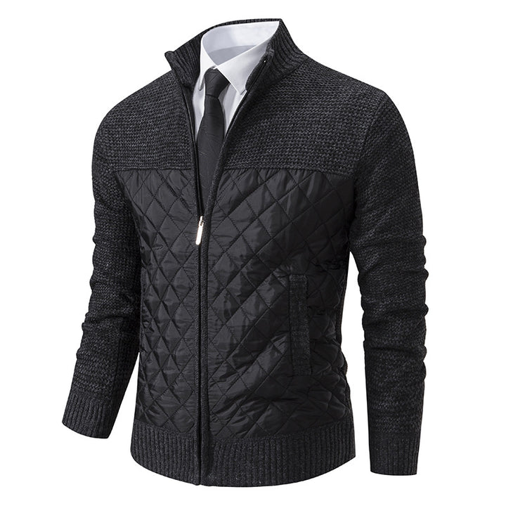 Herren nan gesteppte Hybrid-Strickjacke mit diamantsteppung, Stehkragen, isolierendem Thermofutter und Reißverschluss Echo Archiv