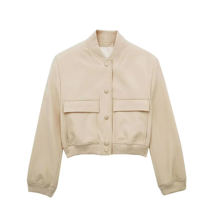 Damen Boxy-Cropped-Jacke im Worker-Look mit Pattentaschen und Rippkragen Echo Archiv