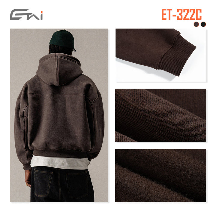 Unisex Kurz geschnittener Kapuzenpullover mit durchgehendem Reißverschluss Echo Archiv