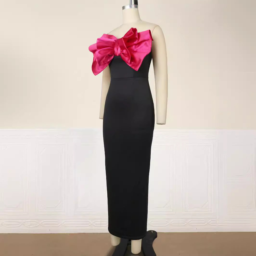 Damen Elegantes Maxikleid mit übergroßem Schleifen-Design Echo Archiv