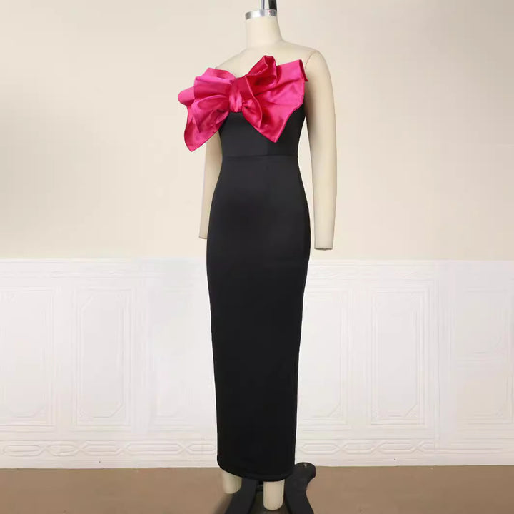 Damen Elegantes Maxikleid mit übergroßem Schleifen-Design Echo Archiv