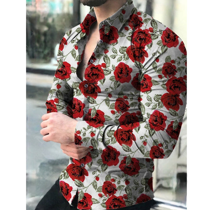 Herren Langarmhemd mit floralem Schmetterlingsdesign Echoarchiv