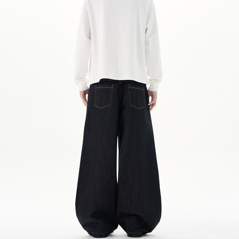 Damen Extraweite Palazzo-Jeans aus schwerem Denim mit bodenlangem weitem Bein Echo Archiv