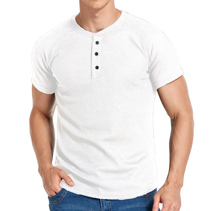 Herren Kurzarm-Henley-Shirt aus weichem, atmungsaktivem Baumwollmix mit praktischer Knopfleiste Echoarchiv