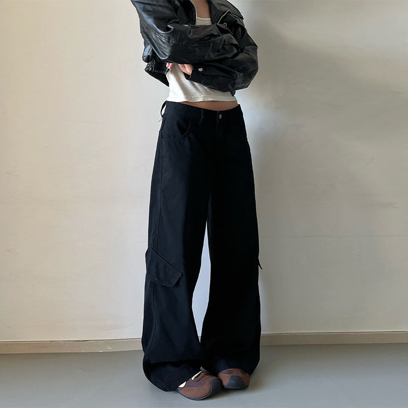 Damen Bodentiefe Utility-Palazzo-Hose aus schwerem Twill mit seitlichen Pattentaschen Echo Archiv
