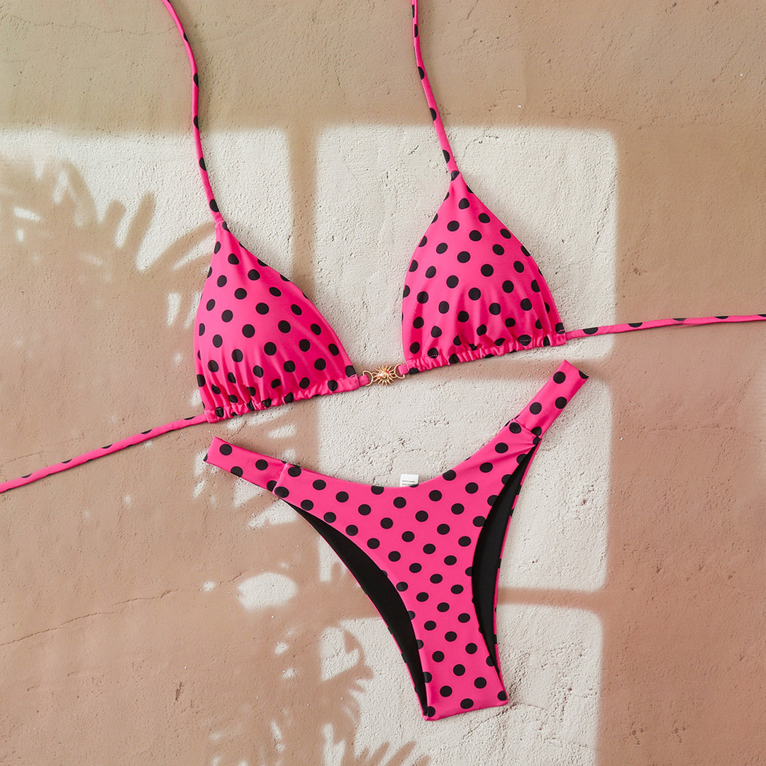 Damen Triangel-Bikini mit elegantem gepunktetem Design und modischem Kontrast Echo Archiv