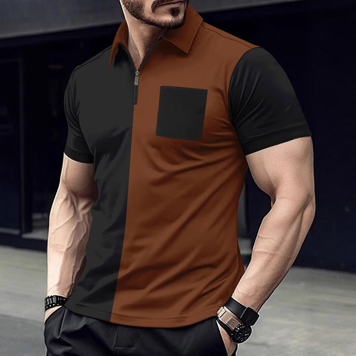 Herren sportliches Kurzarm-Oberteil mit Reißverschluss und stylishem Design Echoarchiv