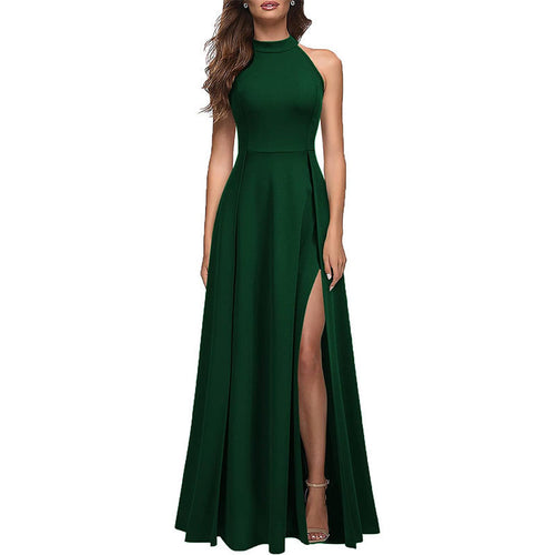 Damen Maxikleid mit Hohem Kragen und Seitlichem Schlitz Echoarchiv
