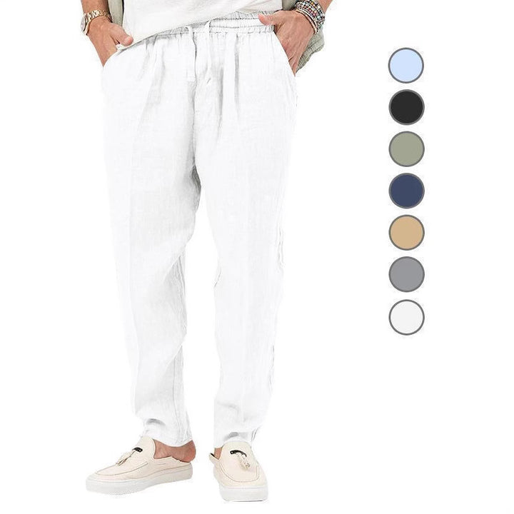 Herren Lockere Leinenhose mit elastischem Bund Echoarchiv