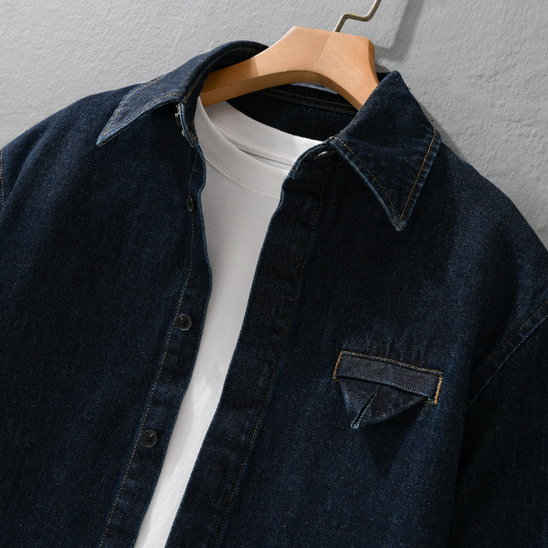 Herren Denim-Overshirt im Worker-Stil mit verdeckter Knopfleiste Echoarchiv