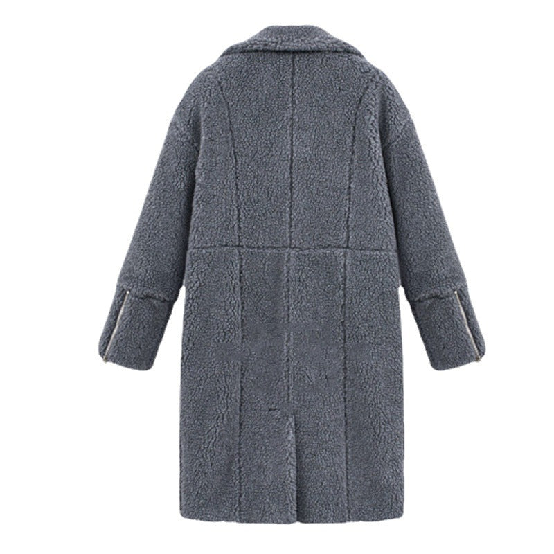 Damen Teddy-Mantel mit Reverskragen, knielanger Schnitt und weicher Sherpa-Optik – Montévia