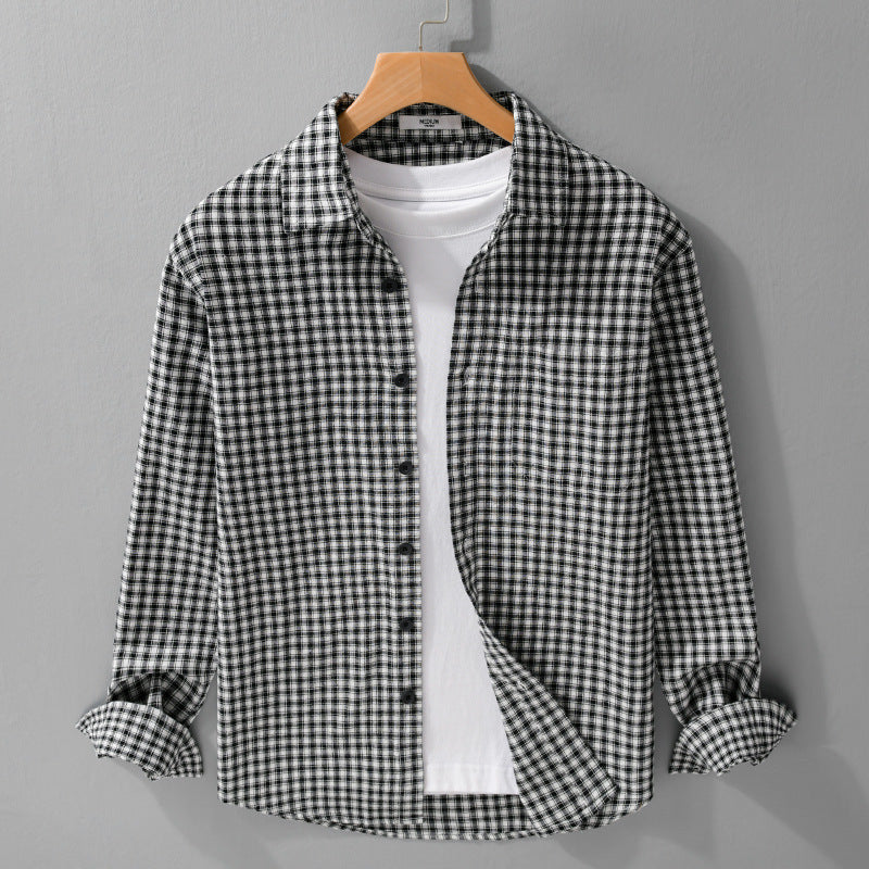 Herren Karo-Lounge-Hemdjacke aus Baumwollmix mit Relaxed-Fit und Button-Down-Front Echoarchiv
