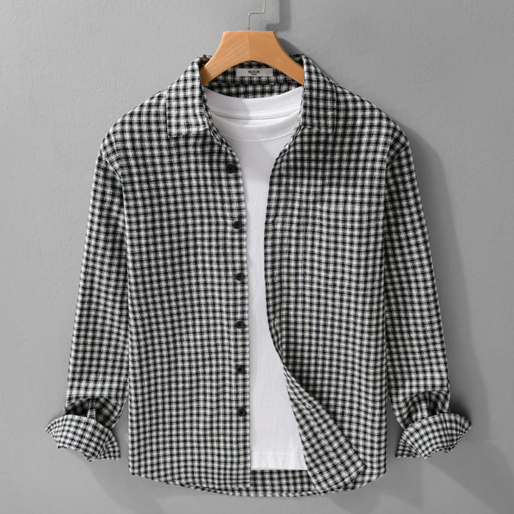 Herren Karo-Lounge-Hemdjacke aus Baumwollmix mit Relaxed-Fit und Button-Down-Front Echoarchiv