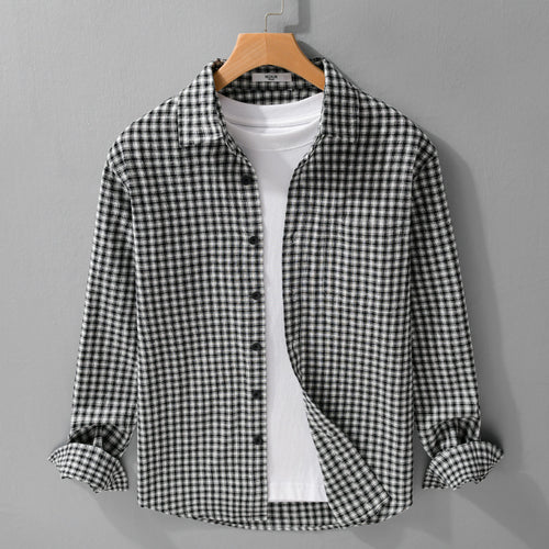 Herren Karo-Lounge-Hemdjacke aus Baumwollmix mit Relaxed-Fit und Button-Down-Front Echoarchiv