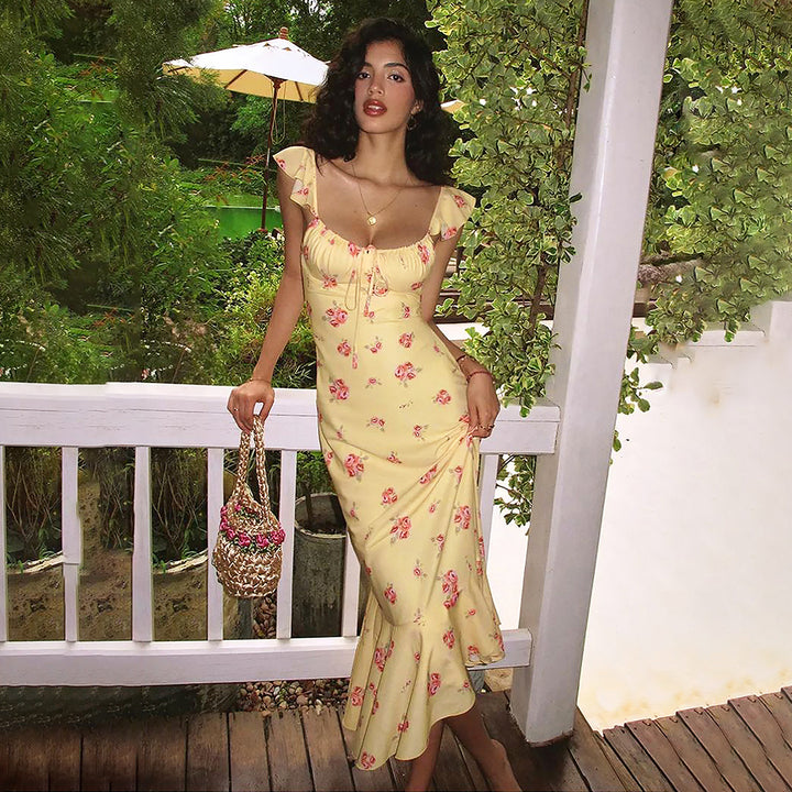 Damen Maxikleid mit raffiniertem Volant und floralem Muster Echo Archiv