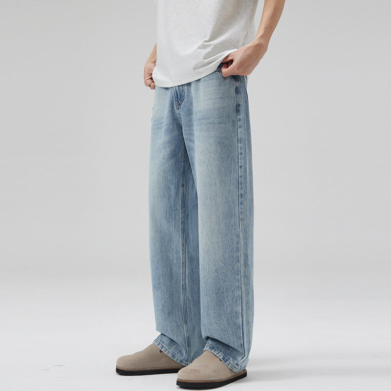 Herren Extraweite Denimhose mit entspanntem Schnitt und bodenlangem Saum Echo Archiv
