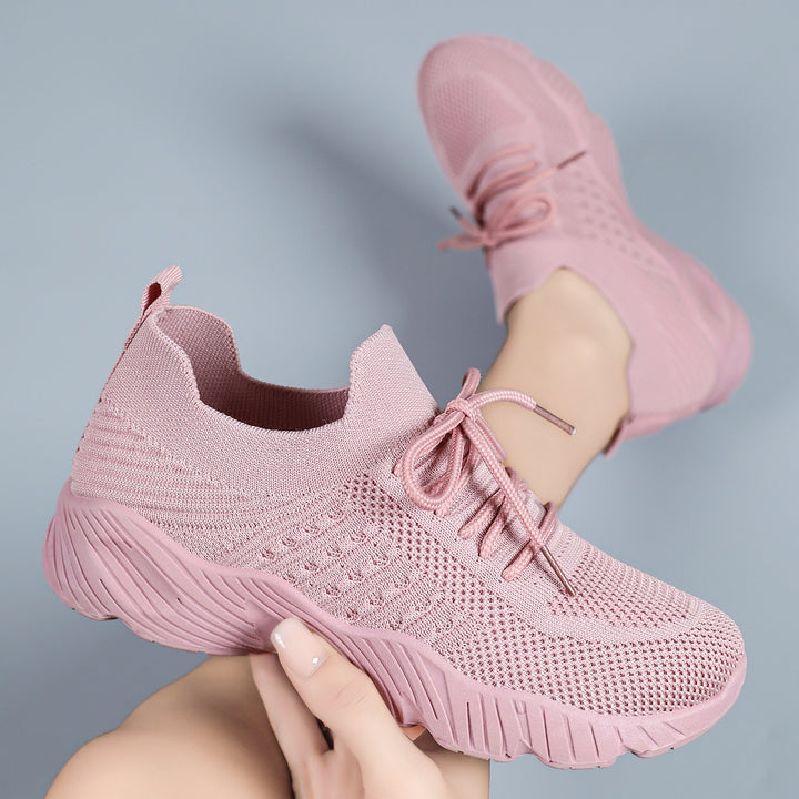 Damen nan nahtloser Strick-Sneaker mit elastischem Einstieg, gepolsterter EVA-Keilsohle und Zuglasche Echo Archiv