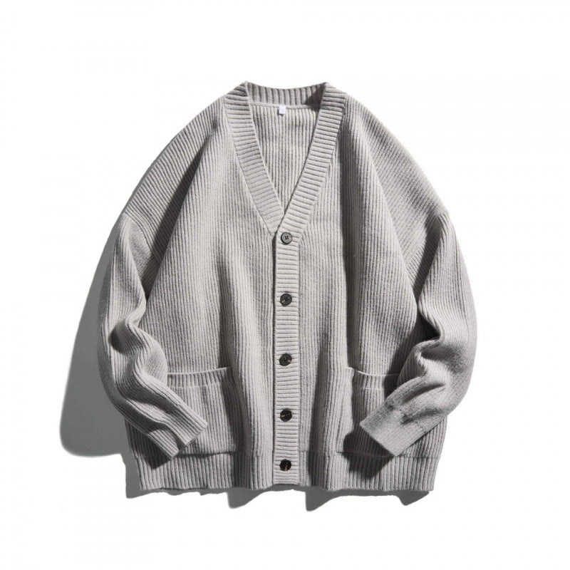 Unisex Oversize-Feinstrick-Cardigan mit V-Ausschnitt, Knopfleiste und aufgesetzten Taschen Echo Archiv