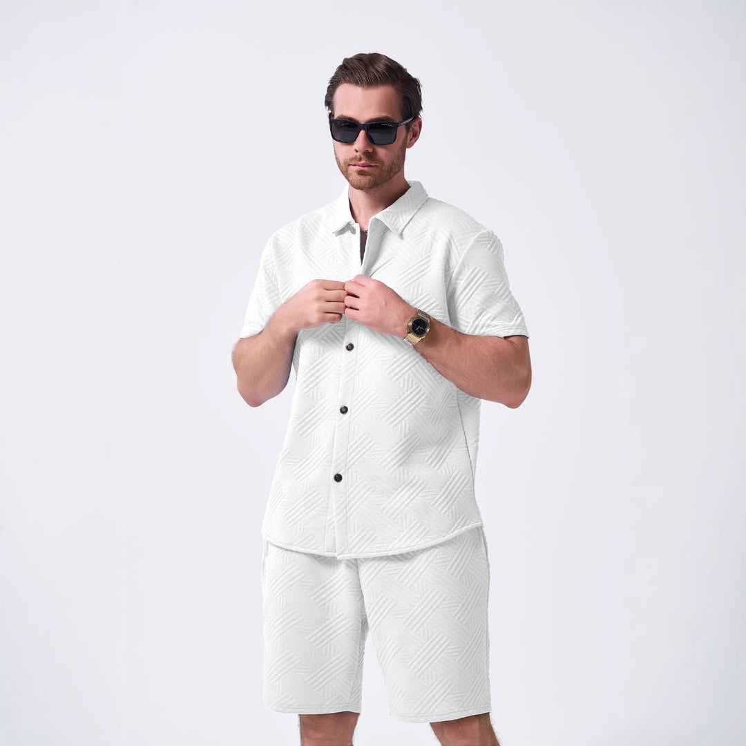 Herren stilvolles Kurzarm-Hemd mit passender Shorts Echoarchiv