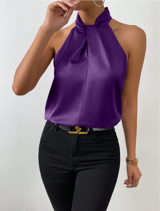 Echoarchiv | Damen Knoten Hals Stil Top Seide