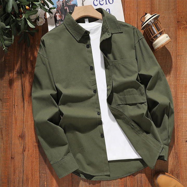 Herren lässige Langarmhemdjacke aus atmungsaktivem Baumwollmaterial Echoarchiv