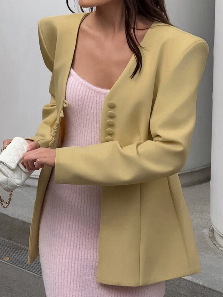 Damen Sculpturaler taillierter Blazer mit markanter Schulterpartie Echoarchiv