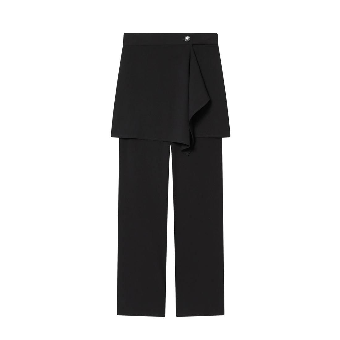 Damen weite Highwaist-Hose mit asymmetrischem Wickelrock-Overlay und weitem Bein – Avélisse