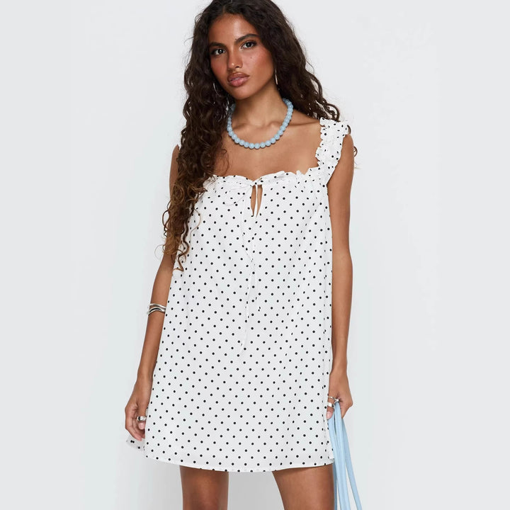 Damen lässiges Sommerkleid mit Rüschendetails und Knopfverschluss Echo Archiv