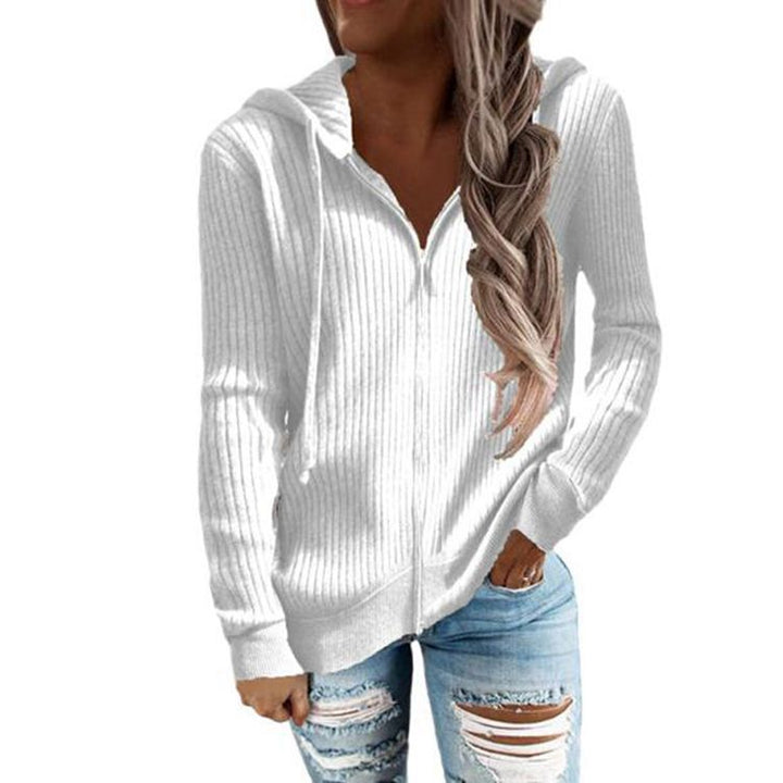 Damen nan gerippter Kapuzen-Zip-Hoodie mit halbem Reißverschluss und Kängurutaschen Echo Archiv