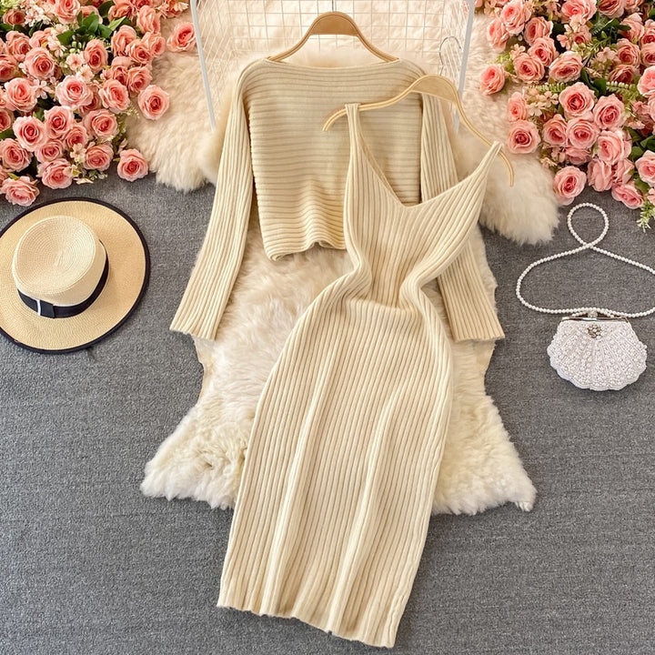 Damen Modisches Strickkleid- und Oberteil-Set Echo Archiv