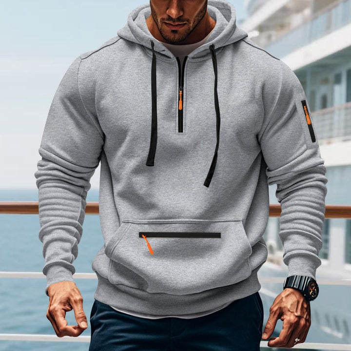 Herren sportlicher Kapuzenpullover mit praktischem Zwei-Wege-Reißverschluss und seitlichen Taschen Echoarchiv