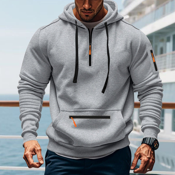Herren sportlicher Kapuzenpullover mit praktischem Zwei-Wege-Reißverschluss und seitlichen Taschen Echoarchiv
