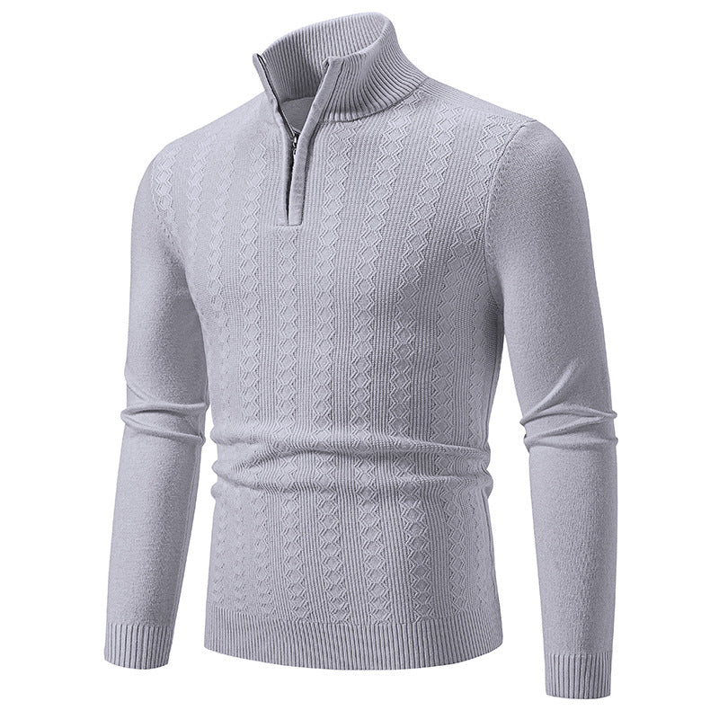 Herren eleganter Strickpullover mit hochgeschlossenem Reißverschluss Echoarchiv