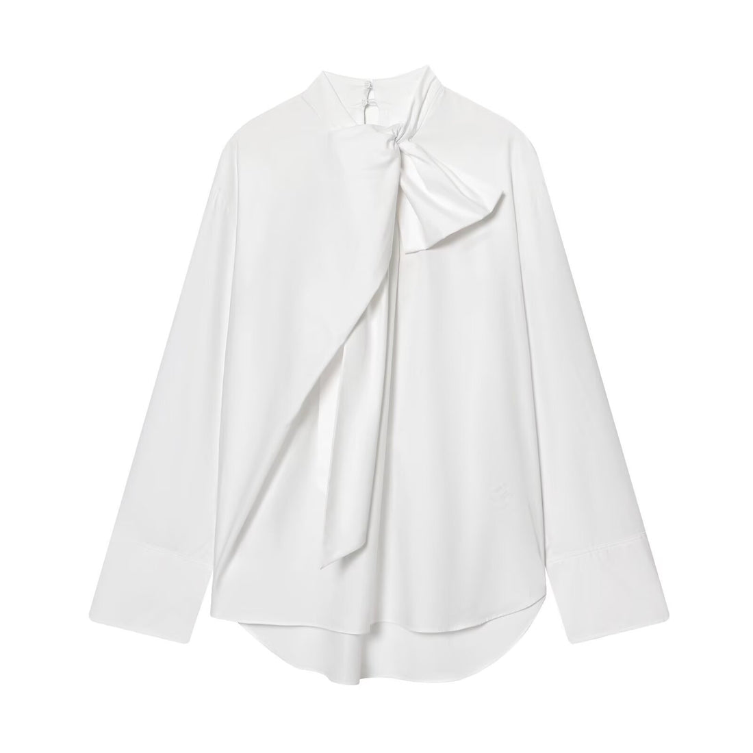 Damen Schluppenbluse mit weitem Oversize‑Schnitt und asymmetrischem Bindeschal Echoarchiv