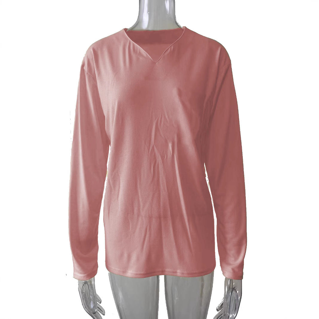 Damen nan legeres Langarmshirt mit V-Notch-Ausschnitt, Brusttasche und lockerer Oversize-Passform Echo Archiv