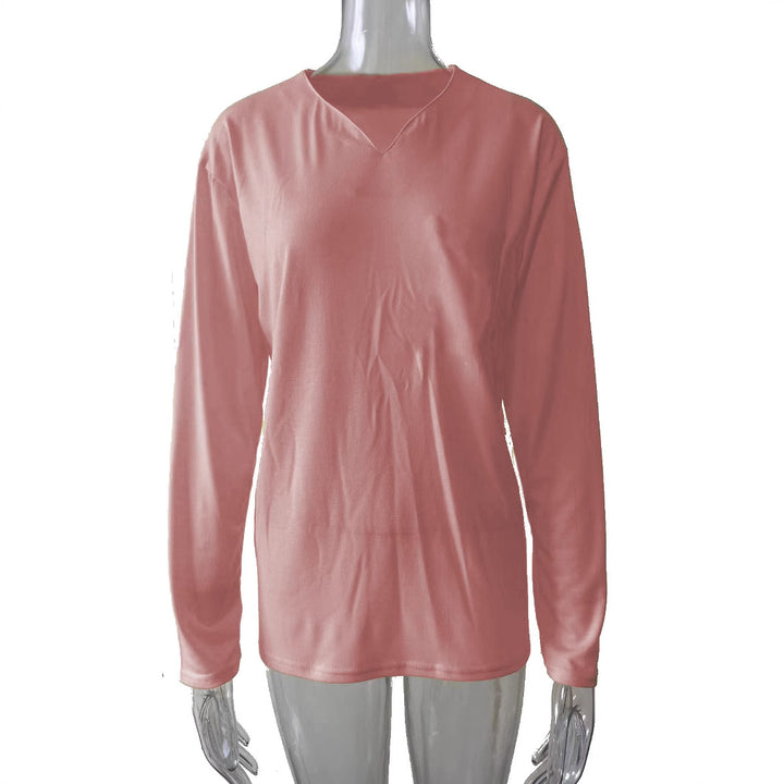 Damen nan legeres Langarmshirt mit V-Notch-Ausschnitt, Brusttasche und lockerer Oversize-Passform Echo Archiv