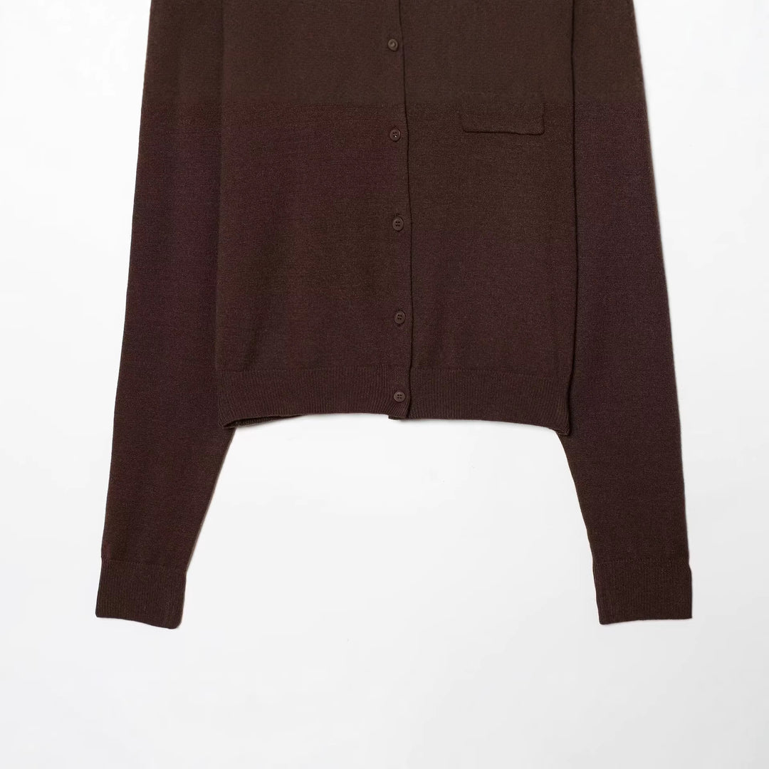 Damen Cardigan mit kontrastfarbener Knopfleiste und zweifarbigen Ärmeln Echoarchiv