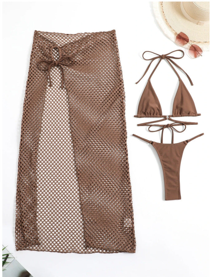 Damen Bikini-Set mit transparentem Netzrock und Triangel-Oberteil Echo Archiv