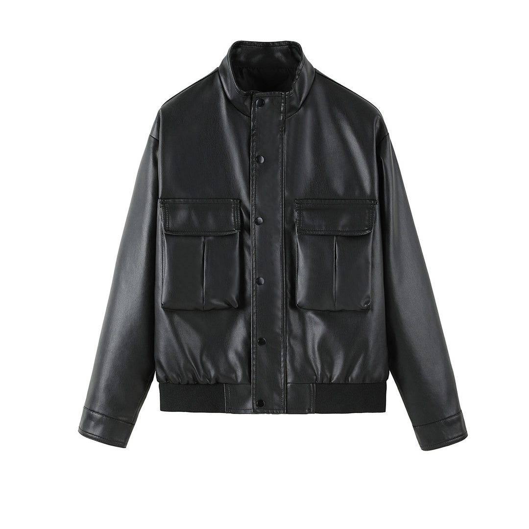 Herren Bikerjacke aus weichem Kunstleder mit praktischen Taschen und Stehkragen Echoarchiv