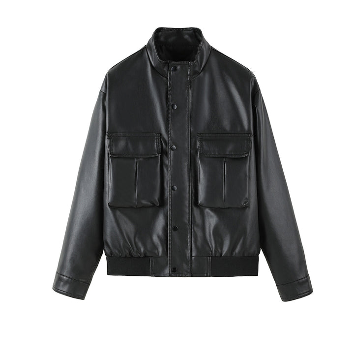 Herren Bikerjacke aus weichem Kunstleder mit praktischen Taschen und Stehkragen Echoarchiv