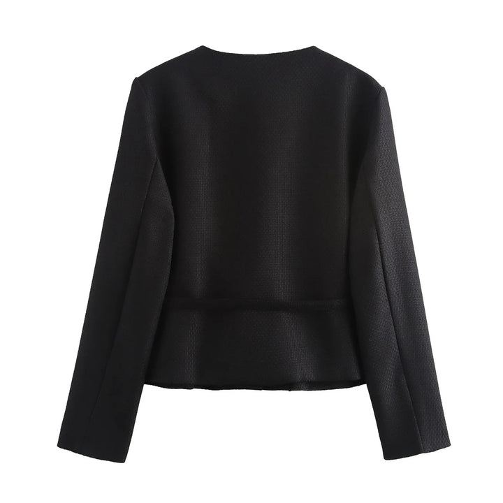 Damen nan taillierte Knopfjacke mit Rundhalsausschnitt, taillenbindegürtel und feiner Webstruktur Echo Archiv