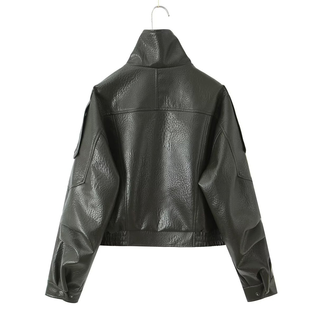 Damen Cropped Bikerblouson aus veganer Lederoptik mit asymmetrischer Frontpatte und Taillenbund Echoarchiv