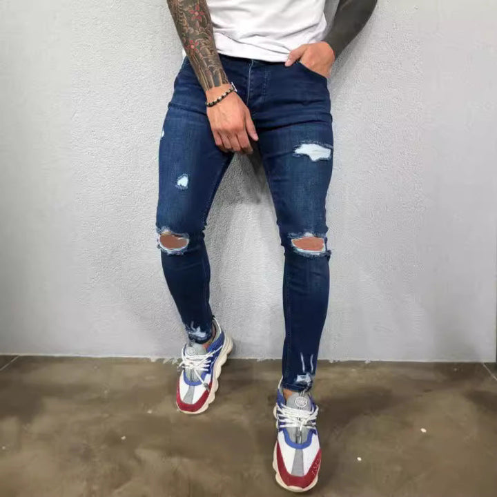 Herren Slim Fit JEchoarchivns mit modischen Rissen Echoarchiv