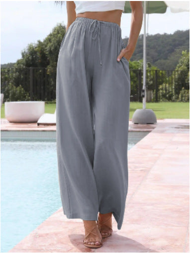 Damen weite Leinenhose mit elastischem Bund und praktischen Seitentaschen Echo Archiv