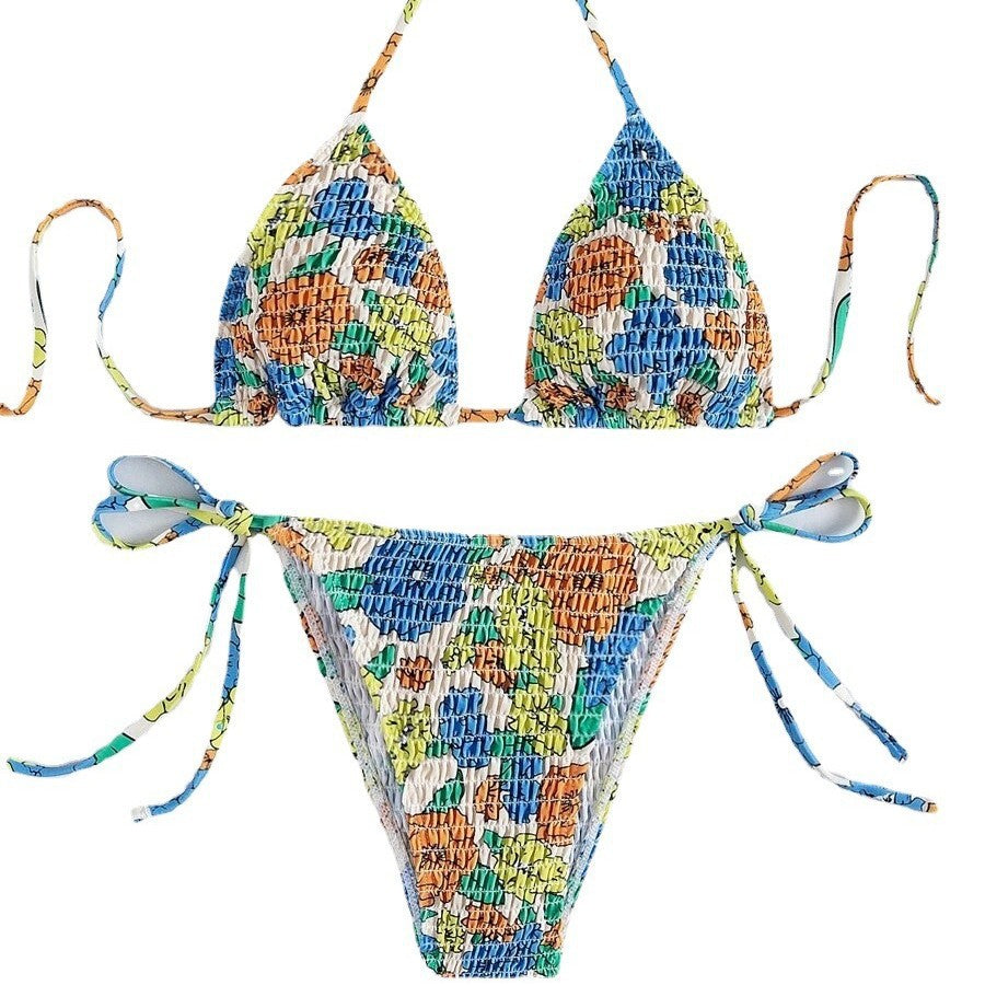 Damen Triangel-Bikini mit farbenfrohem Strukturdesign und verstellbaren Trägern Echo Archiv