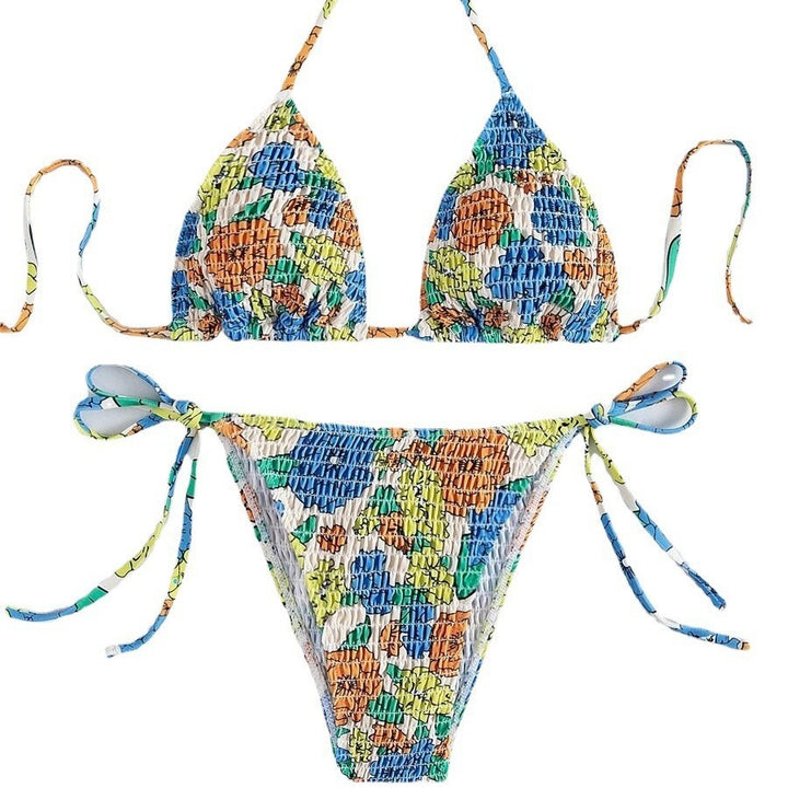 Damen Triangel-Bikini mit farbenfrohem Strukturdesign und verstellbaren Trägern Echo Archiv