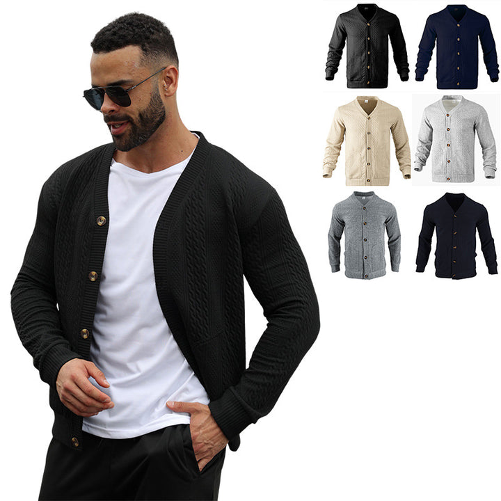Herren Strickjacke mit hochwertigem Strukturmuster und modernen Knöpfen Echoarchiv
