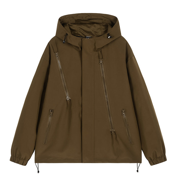 Herren nan technische Kapuzenjacke mit wasserabweisendem Softshell, schrägen Reißverschlusstaschen und verstellbarem Saum Echo Archiv